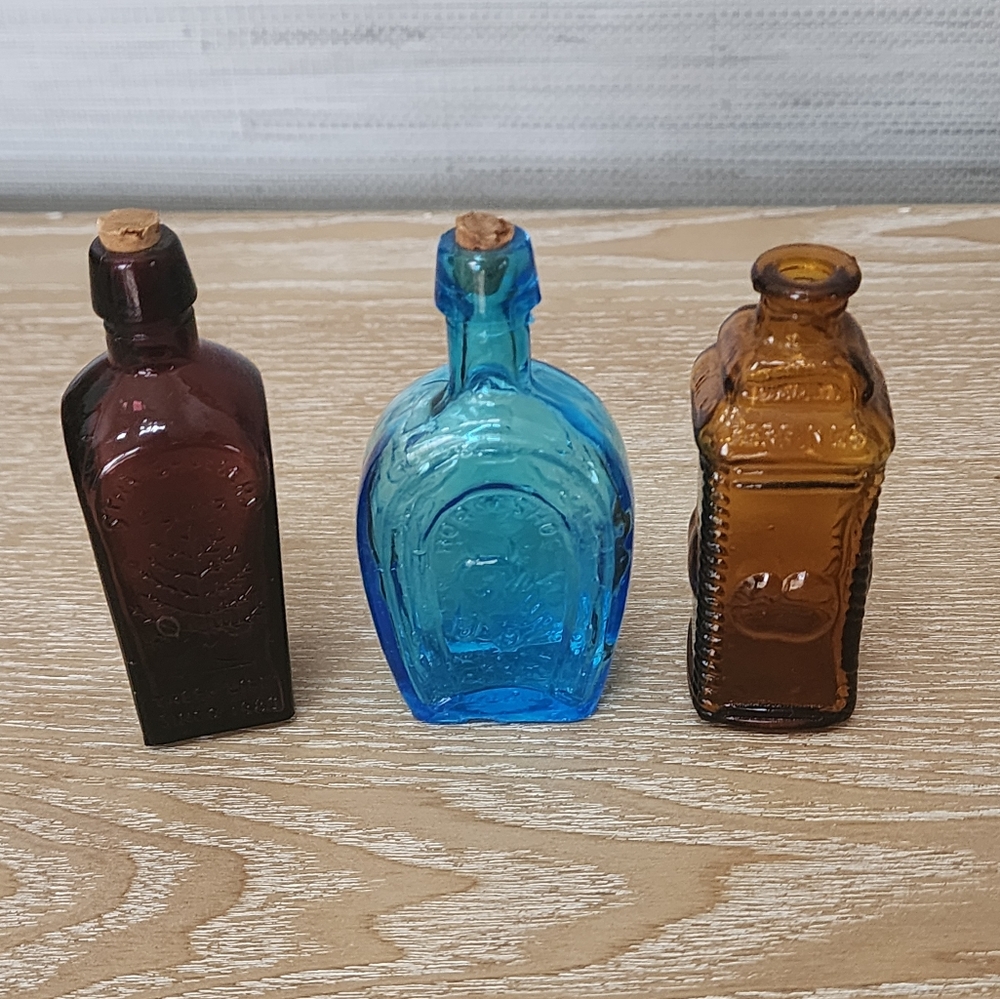 3 FOR $20! Set Of 3 Mini Tincture, Elixir Bottles Blue, Amber & Amethyst